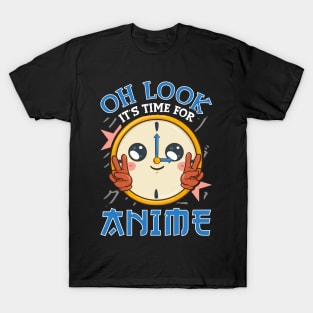 Funny Oh Look It's Time For Anime Kawaii Clock T-Shirt